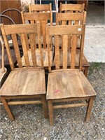 Set of six Oak mission style chairs