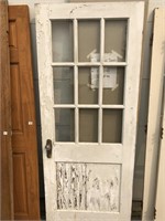 Wood door with glass door knob and key nine g