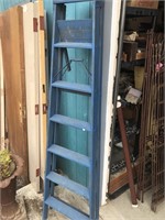 7 foot wood step ladder painted blue