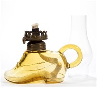 ATTERBURY FIGURAL SHOE FINGER LAMP, honey amber,