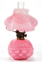 BASKET MINIATURE LAMP, cased mottled pink,
