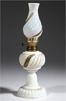 RIB SWIRL MINIATURE STAND LAMP, opaque white gold