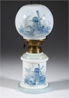 DELFT-DECORATED MINIATURE LAMP, opaque white with