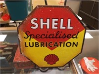 Rusty Shell Lubrication Metal Octagon Sign