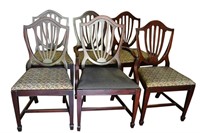 6 Solid Mahogany Sheraton Style Dining Chairs