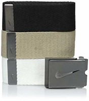 Nike Men's 3-Pk Web Belt, White/Khaki/Black