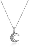 Sterling Silver Glitter Half Moon Pendant