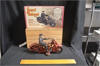 HARLEY DAVIDSON CAST IRON MOTORCYCLE IN WOODEN CRA