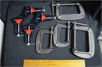 BOX OF 4 C-CLAMPS & 2 DUAL CLAMPS