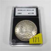 1881 Morgan dollar, AU-58