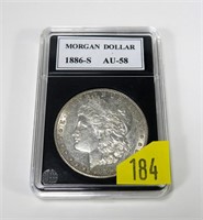 1886-S Morgan dollar, AU-58, better date