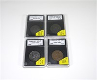 4- U.S. large cents: 1835, 1837, 1838, 1839