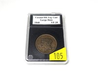 1840 U.S. large cent, large date, VF-20