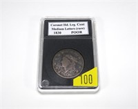 1830 U.S. large cent, medium letters, rare