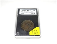 1837 U.S. large cent, head of 1838,