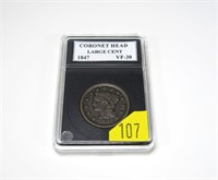 1847 U.S. large cent, VF-30