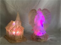 Fiber Optic Color Changing Angel and Church