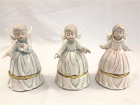 (3) Ceramic Angel Trinket Statues