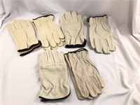 6 Pair New Leather Work Gloves