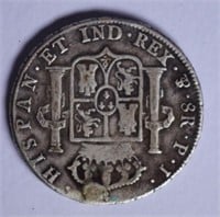 1808 Spanish colonial pillar dollar silver coin