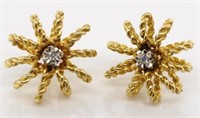9ct yellow gold and diamond earrings.