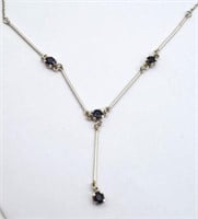 Sterling silver and sapphire necklace.