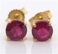 Ruby and 10k gold stud earrings.