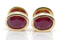 Ruby and 14ct yellow gold stud earrings