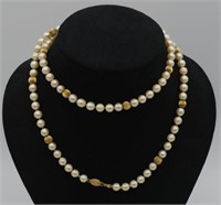 Matinee pearl & gold 14ct necklace