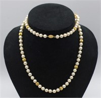 Good pearl & 14k gold bead necklace