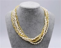 Six strand nugget pearl necklace