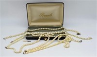 A collection of vintage pearl necklaces