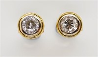 18ct white and yellow gold diamond stud earrings