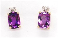 Amethyst and 9ct gold stud earrings.
