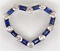 Sapphire, diamond and 18ct gold heart pendant