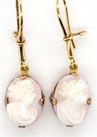 Australian 9ct gold and cameo earrings.