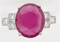 5.27ct Ruby, diamond and white gold ring