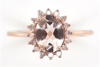 Morganite, diamond and rose gold ring.