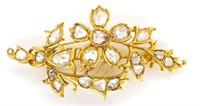 Antique old rose cut diamond and 22ct gold brooch.