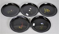 Five Japanese lacquer ware dishes