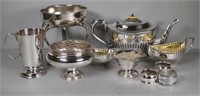 Victorian silver plated teapot, similar milk jug