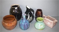 Six various studio pottery vases