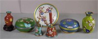 Seven Chinese & other cloisonne lidded boxes