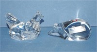 Two Villeroy & Boch glass animal paperweights