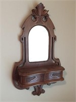 Wooden Wall Mirror with Hinged Box