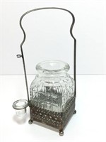 Glass Pickle Bar in Silver Toned Stand