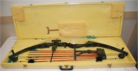 Compound Bow with Arrows in Wooden Case