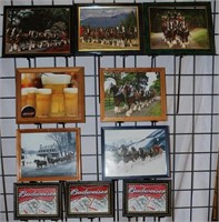 10 Framed Budweiser Pictures, Clydesdales and More