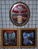 3 Old Milwaukee Beer Mirrors, Wildlife Series