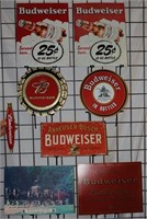 7 Budweiser Items, Beer Tap, Metal Signs